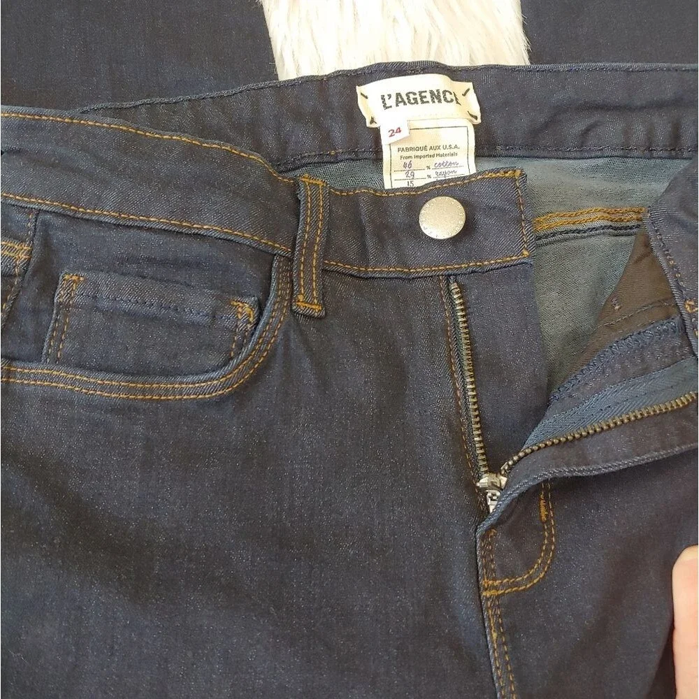 L'agence Margot high rise skinny jeans Midnight dark blue indigo size 24 - Picture 7 of 13